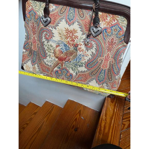 Brighton Pheasant Tapestry and Leather Weekender Tote - RARE Collectors Purse - Picture 12 of 13